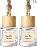 C Classy Car Air Freshener Hanging 2 Pack, Vanilla Cream Essential Oil Diffuser for Cars, Long-Lasting Fragrance, Cute Glass Bottle Car Accessories for Women & Men Gift, Made in USA