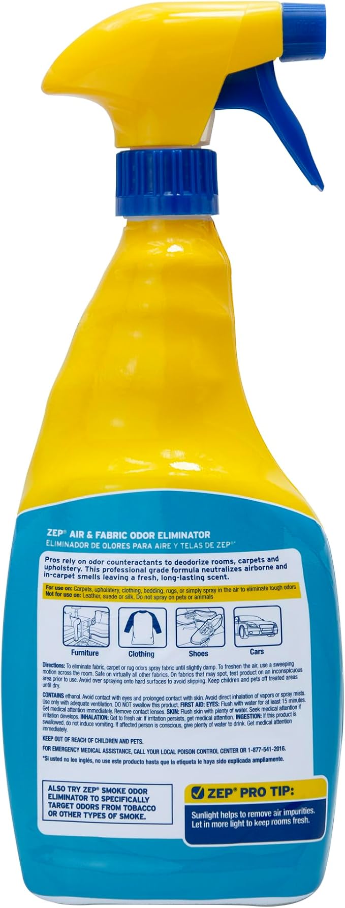 Zep Air and Fabric Odor Eliminator - 32 oz (Case of 4) ZUAIR324 - Neutralizes Strong Odors in Your Home, Office and Business