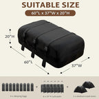 iBirdie Roof Rack Cargo Carrier 25.5 Cubic Feet, XL Soft-Shell Rooftop Cargo Box, Waterproof Heavy Duty 1200D for Car with/Without Roof Rack, Includes Anti-Slip Mat, Door Hooks, 60x37x20 inches