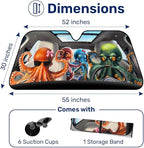GENANY Octopus Windshield Sun Shade for Car SUV Truck (55x30 Inches),Sun Shade Windshield, Shades for Front Windows, Protector Blocks UV, Xmas Auto Gift, Spring Car Decor