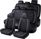 Car Seat Cover 8 Seats for Toyota Highlander 2001-2025, Waterproof Durable Premium Leather Car Seat Protector, Comfortable Anti-Slip Stylish Sport Seat Cover(8 Seats Standard,Black White)
