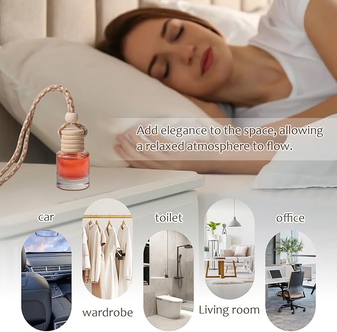 Hanging Car Air Freshener Diffuser, 100Pcs 8ml Empty Glass Essential Pendant Bottles, Automotive Oil Aromatherapy Fragrance Perfume Containers