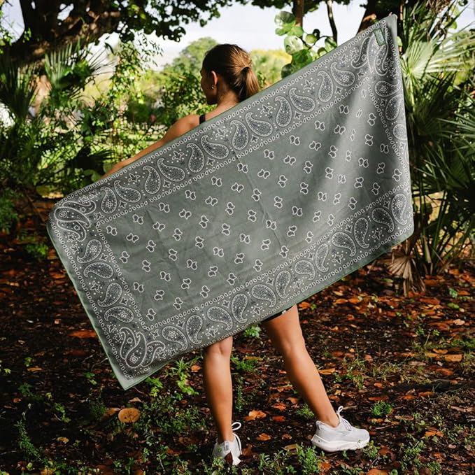 Sprints Athletic Running Towel, Full-Sized, Car Seat Cover - Performance Microfiber (Paisley Probs Green)