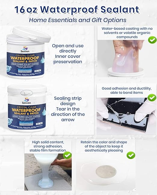 Transparent Waterproof Sealant Waterproof Coating 16oz Invisible Waterproofs Agent Indoor & Outdoor Waterproofs Sealant Clear, Roofs, Walls, Garden, Terraces, Waterproofing Adhesive Glue Water Proof