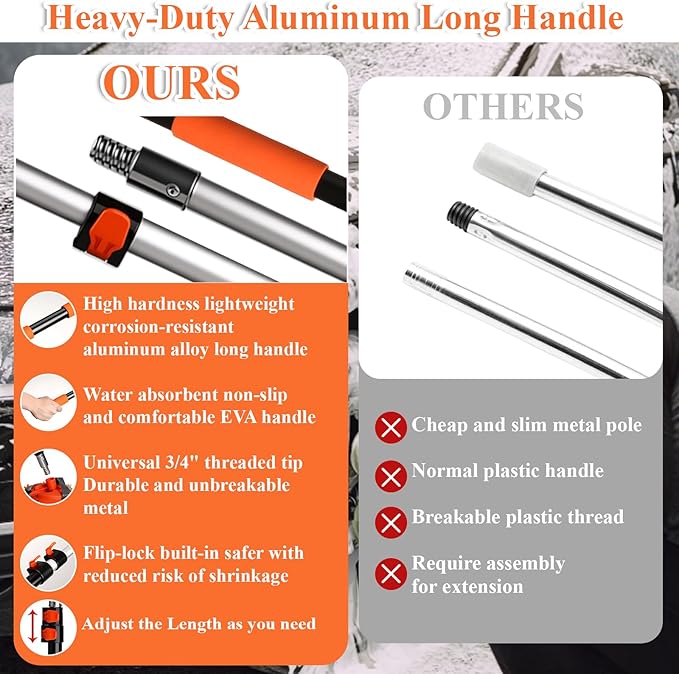 10Pcs 60" Car Wash Kit with Long Handle, Soft Extendable Car Wash Brush & Mop, Wheel & Tire Brush, 2-in-1 Window Squeegee, Microfiber Towel & Wash Mitt for Cars, SUVs, Trucks Exterior Cleaning