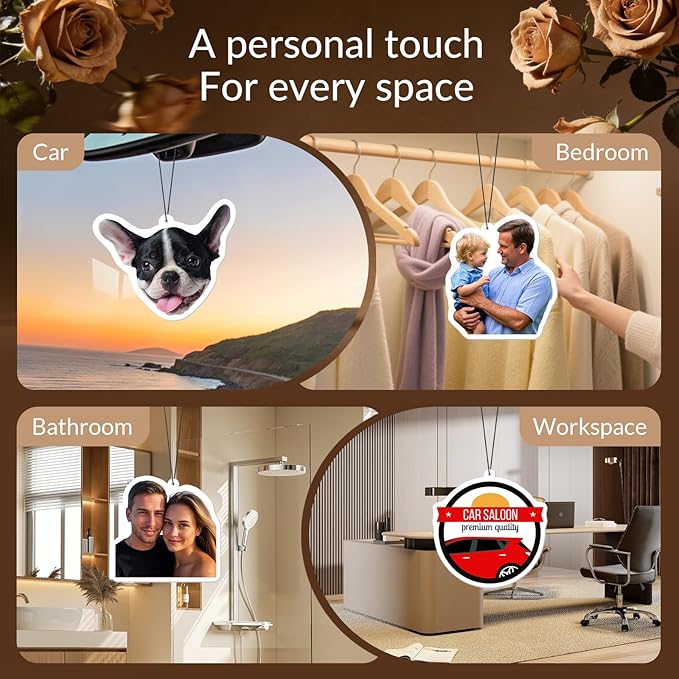 HINFKA Custom Air Fresheners with Picture, Personalized Double Sided Photo Air Freshener, Custom Hanging Air Freshener to Keep Your Memories Close (Irregular)