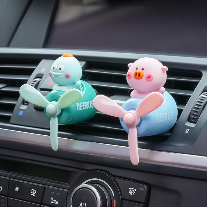 Pilot Car Air Freshener, Cute Dino Car Vent Clip Air Freshener with 4 Fragrant Tablets Automotive Air Outlet Fan Diffuser, Automotive Interiors Vent Decoration (Pilot Dino)