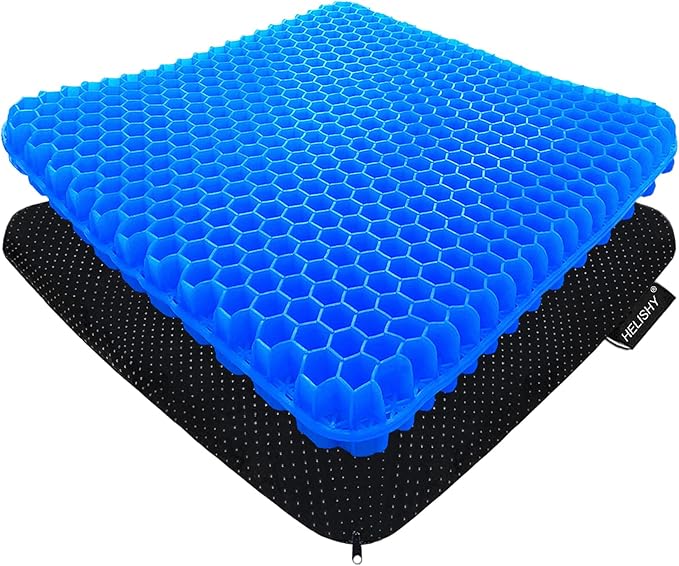 Gel Seat Cushion for Long Sitting - 1.65inch Double Thick Cooling Egg Cushion for Back, Hip, Sciatica, Coccyx, Tailbone Pain Relief - Office Chair Car Seat Cushion – Wheelchair Cushions