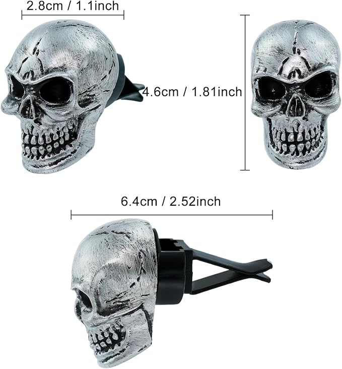 Skull Car Air Fresheners Cute Cool Funny Air Conditioning Vent Perfume Diffuser Decoration Interior Car Accessories 2 pcs