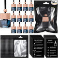 Boao 50 Sets Hanging Car Air Freshener Diffuser Bottles with Instruction Card and 4 x 6'' Resealable Holographic Bag for Empty Car Essential Oil Perfume Bottles Packaging (Cube,Black)