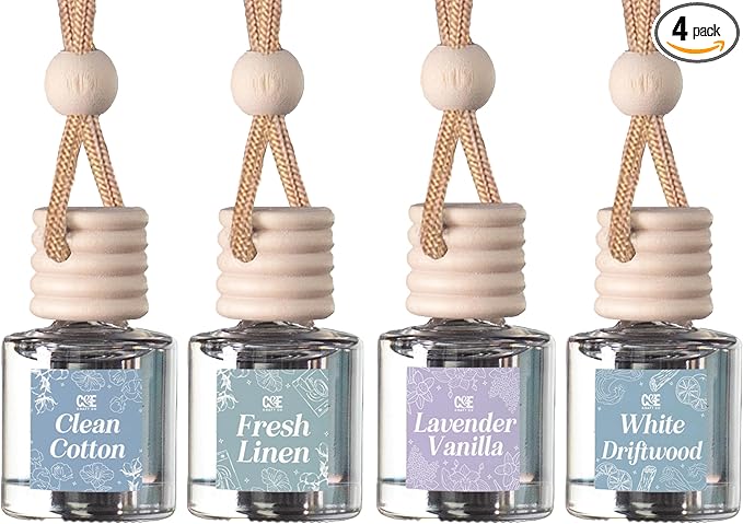 CE Craft Hanging Car Air Freshener – Fragrance Oil Diffuser with Essential Oils – Long-Lasting Aromatherapy Scents for Automobiles – 4 Pack, Clean