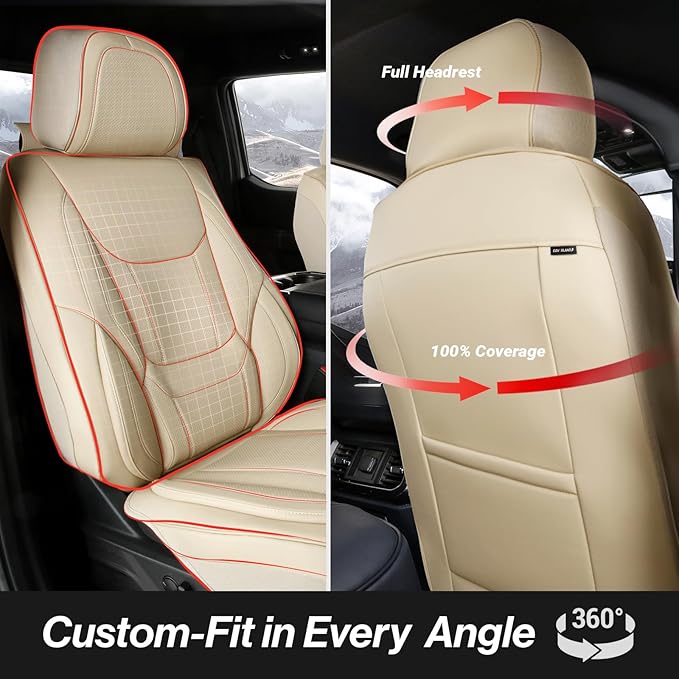 Coverland Custom Fit Car Seat Covers for SUV Compatible with [2019-2026 Acura RDX, 2025-2026 Subaru Forester] Premium Waterproof Non-Slip Interior Seat Protector [Full Set Beige - Size Chart X57]