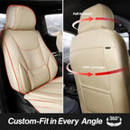 Coverland Custom Fit Car Seat Covers for Car Compatible with [Audi A3, BMW 3-Series, Scion iA, Toyota Prius] Premium Waterproof Non-Slip Interior Seat Protector [Full Set Beige - Size Chart X59]