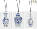Lacama Retro Blue Chinoiserie Car Air Freshener 3Pcs, Vintage Newspaper Chinoiserie Cars Scents Air Freshener for Women Girls Gifts, Grandmillenial Car Accessories Interior Mirror Decor Hanging