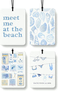 Blue Beach Cologne Car Air Freshener 4 Pcs, Preppy Girly Coastal Beachy Seashell Hanging Air Freshener for Cars Bathroom Dorm Books Decor, Cute Beach Accessories Gifts for Women Girls