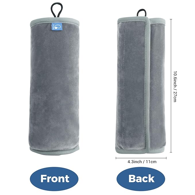 COOLBEBE Seat Belt Pillow for Kids, Extra Soft Toddler Travel Pillow for Car Seat, Universal Carseat Strap Cushion Pads for Childs Baby People Adults, Grey