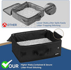 Portable Cat Travel Litter Box with Lid and 10 Pcs Disposable Liner Bags, Leak-Proof & Collapsible, Easy Clean Odor-Control Cat Travel Essentials for Car, Hotel, Airplane, Camping,Trips Black