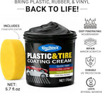 Black Trim Restorer, Plastic Restorer for Cars - Restore Faded Bumpers, Plastic, Trim, Vinyl & Rubber - Car Detailing Kit Tire Shine Applicator Shiny Stuff for Jeep, Truck Car Accessories - 6oz