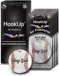 Baseball Car Air Freshener by HookUp - 4 Pack - Black Gold Scent (Extra Strong) | Unique Baseball Gift for Players, Coach, Fans | Hanging Car Accessory with Long Lasting Fresheners Smell