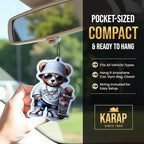 Car Air Freshener. Hanging Card Style for Rearview Mirror, Adorable Design With Long-Lasting Scent (Black Ice.) Decorative & Scented Auto Accessory.