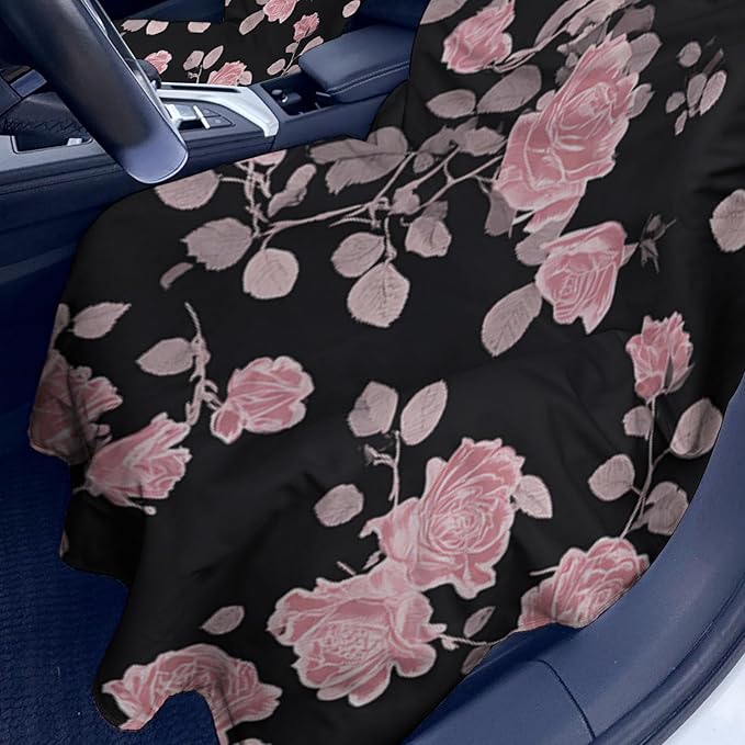 1 Pack Car Towel Seat Covers with Storage Bag, Multifunctional Towel for Gym Outdoor Sport, Picnic, Beach, Pet Dog Travel,Non-Slip Washable Car Seat Protector (Pink Flower)