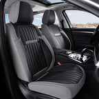 Coverado Car Seat Covers Full Set, Seat Covers for Cars, Car Seat Cover, Car Seat Protector, Leather Car Seat Cushion, Waterproof Car Seat Covers Front Seats and Back Fit for Most Cars(Gray&Black)