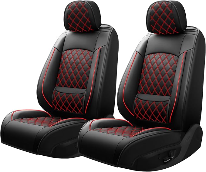 Fit for Santa Cruz Seat Covers Compatible with Hyundai Santa Cruz 2022-2026 - Waterproof Breathable Leather Automotive Seat Cushions Protector,Only 2 Front seat Covers(Redline)