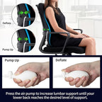 Adjustable Airbag Lumbar Support Pillow with Cooling Gel - Customizable Support for Upper Lower Back Pain Relief, Improves Posture, Memory Foam Back Cushion for Office Chair, Car/Truck Seat, Couch
