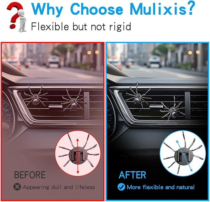 Mlulixis 2 Pack Car Vent Air Freshener Clip Aesthetic Car Accessories Spider Car Vent Air Freshener Black Bling Car Vent Accessories