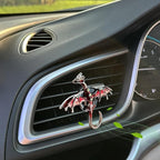 Dargon Air Vent Clips Car Air Freshener 2pcs Bling Red Dragon Car Accessories Enamel Fire Dragon Wyvern Vent Clips Refillable Essential Oil Outlet Diffuser Gothic Decor