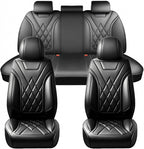 Santa Fe Seat Covers Custom Fit for Hyundai Santa Fe 2007-2026 (Only 5-Seat Version) - Full Set Premium Leather, Waterproof, All-Weather, Airbag Compatible, Car Seat Protectors (Black)