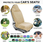 Waterproof Sweating Car Seat Cover for Post Gym Workout, Running, Swimming, Beach and Hiking, Universal Fit Non-Slip Bucket Seat Protector for Cars SUV Trucks, Machine Washable (2pcs Off-White)