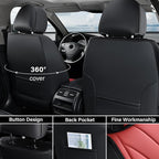 Coverado Car Seat Covers Full Set, Premium Leather Seat Cover for Cars, Front and Back Car Seat Protector, Waterproof Car Seat Cushion Universal Fit for Most Vehicles(Black&Red)