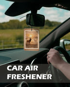 Vintage Rustic Wildlife Citrus Car Air Freshener 4 Pcs, Deer Duck Hunting Dogs Hanging Air Freshener for Cars Cabin Bathroom Books Decor, Lake House Accessories Gifts for Women Men