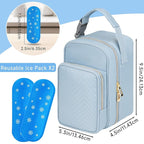 Breastmilk Cooler Travel bag with Ice Pack,Portable Breastmilk Cooler Bag with Buckle Handle,Insulated Breastmilk Storage Bag Cooler,Blue