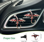 Dargon Air Vent Clips Car Air Freshener 2pcs Bling Red Dragon Car Accessories Enamel Fire Dragon Wyvern Vent Clips Refillable Essential Oil Outlet Diffuser Gothic Decor