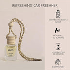 Llum Black Oud Hanging Car Air Freshener – Luxury Automotive Perfume Diffuser 10ml (0.34 fl oz), Long-Lasting Fragrance, Alcohol-Free Non-Toxic Car Scent, Glass Bottle With Wood Cap