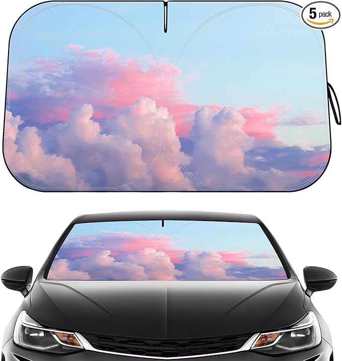 Car Windshield Sun Shade - Reflector Sunshade Offers Ultimate Protection for Car Interior, Cool Reflective Sun Blocker Fits Small Sedans, Mini SUVs