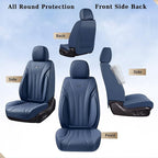 Coverado Leather Seat Covers, 5 Seats Waterproof Seat Covers for Cars, Front and Rear Seat Cover, Luxury Car Seat Protectors, Universal Car Seat Cushions Automotive Accessories Fit for Most Cars, Navy