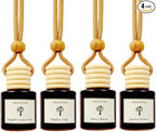 PRISTINE Car Air Freshener/Top 4 Hotel Blend Essential Oils 4 Pcs Set Mini Hanging Teakwood Cap Diffuser for Car Aroma Scenting/Cute Long-Lasting Fragrance for 30 Days of Aroma in Car