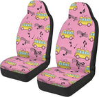 Car Seat Covers 2 Pcs Breathable School Bus Pink Car Seat Cover Stretch Polyester Fabric Cover Removable Automotive Accessories Universal Fit for Most Cars,SUV, Trucks