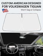 Proadsy 2026 Upgrade Front Windshield Sun Shade Foldable Sunshade Protector Custom Fit 2018-2024 VW Tiguan Crossover SUV Base Premium Limited Touring Accessories
