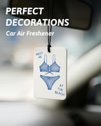 Blue Summer Beach Car Air Freshener 4 Pcs, Coastal Blue Bikini Lips Coconut Tree Ocean Hanging Air Freshener for Closet Drawer Books, Girly Beachy Car Accessories Mirror Decor for Women