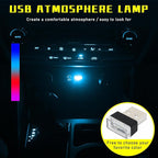Augeny 4 PCS USB LED Car Interior Atmosphere Lamp, Plug-in USB Decor Night Light, Portable Auto Ambient Lighting Kit, Universal Vehicle Interior Accessories for Most Cars (Blue+Ice Blue+Red+Purple)