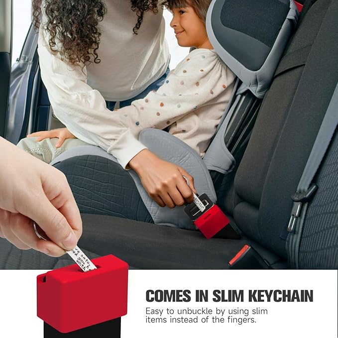 Morlike Silicone Seatbelt Secure Buckle Safety Cover Lock | Keep Children Safe in Car Seat and Prevent Kids from Accidentally Unbuckling | Buckle Guard Fits Almost Vehicles(RED, 1 Pack)