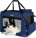 Large Cat Carrier for Cats Collapsible Soft Pet XL Crate for Large/Medium Cats 15lbs+ Car Travel Portable Bag with Water Bottle Slot Ideal for Long Trips (Blue, 20.0"L x 14.0"W x 14.0"H)