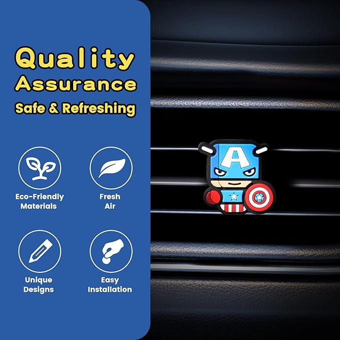 3-Pack Super Hero Gift Set Air Vent Decoration - Cute Marvel/DC Super Hero Decorative Vent Clip for Cars, Home or Office [Batman, Captain America, Iron Man]