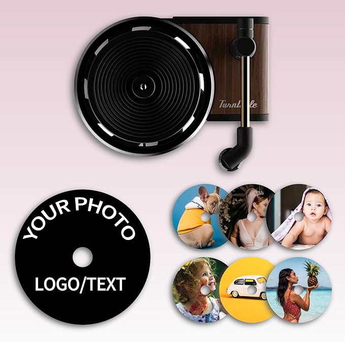 Custom Air Freshener for Car with Photo Text Picture Both Sides, Personalized Gift for Valentine’s Day Birthday- Ideal for Car Wardrobe Bathroom Hanging Ornaments (Record Player Vent Clips)