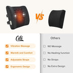 CILI Lumbar Support Pillow for Office Chair, Heated Back Support Pillow with Vibration, Back Massager for Chair, Back Rest Cushion Pillow for Desk Chair Sofa, Gifts for Mom Dad Women Men
