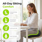 AUVON Gel Seat Cushion for Office Chairs, Ergonomic Memory Foam Chair Cushions for Long-Sitting Support & Sciatica, Back, Tailbone Pain Relief, Breathable Car Seat Cushion with Anti-Slip Base